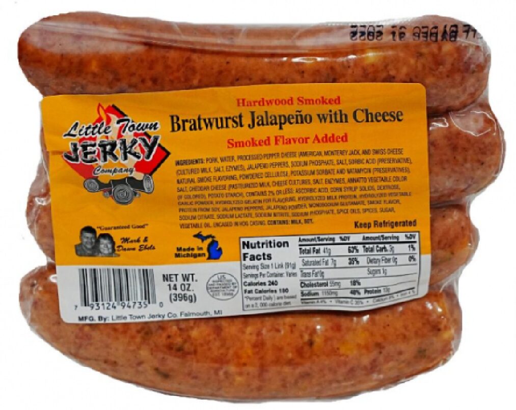 Little Town Jerky Co. Smoked Jalapeno Cheese Bratwurst