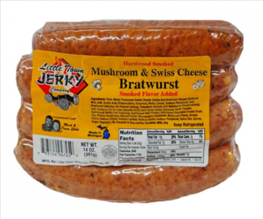 Little Town Jerky Co. Smoked Mushroom Swiss Bratwurst