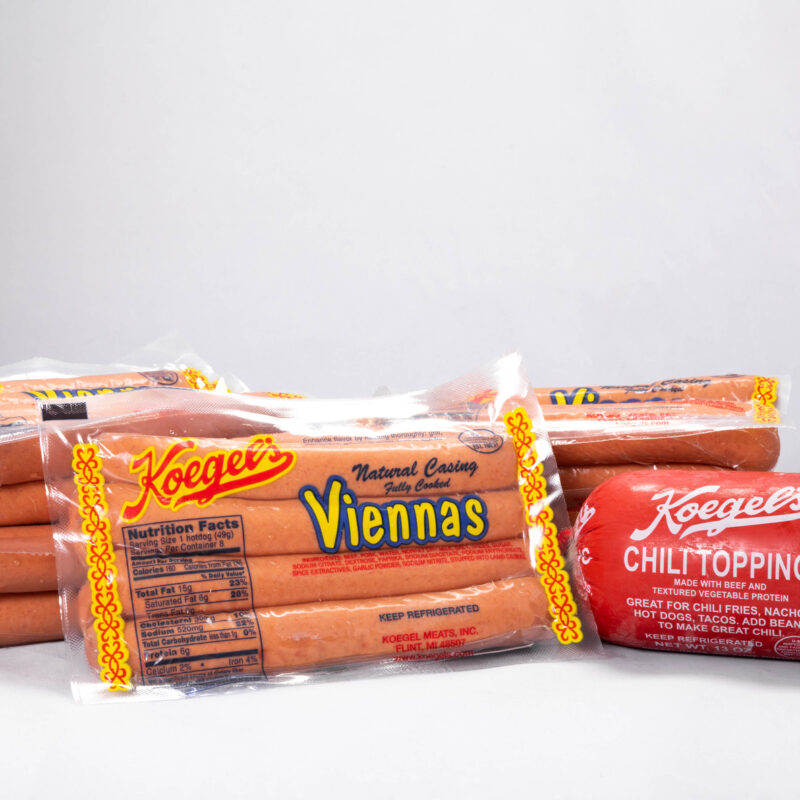 5 pks Koegel's Vienna Hot Dogs & 2 tubes of Coney Sauce.  Gift Item No. 18.